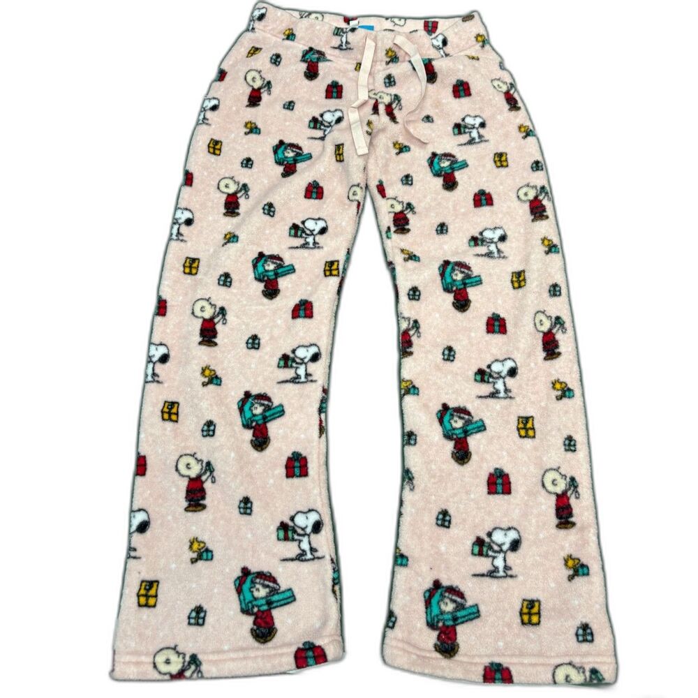 Official Peanuts Snoopy & Charlie Brown Winter Fleece Pajama Pants